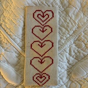 Hand cross stitched linen eyeglasses case. Lined. Unique design from Sweden.